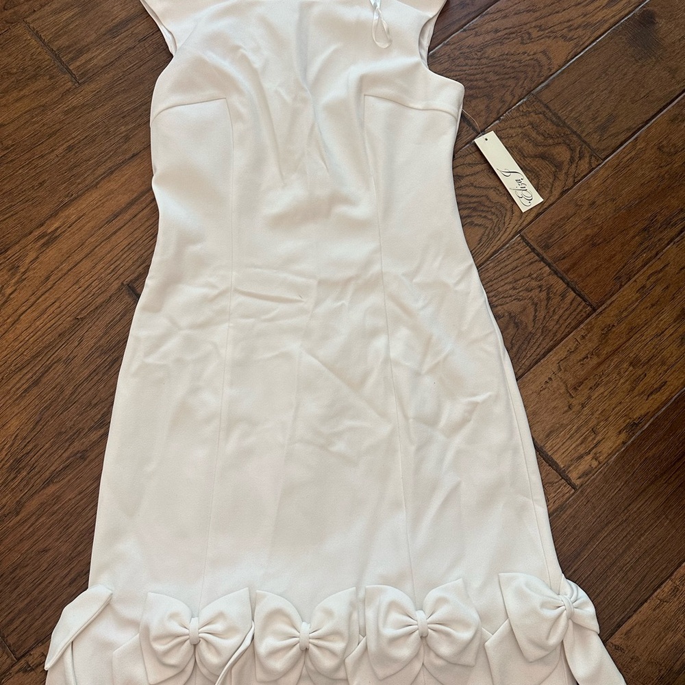 Eliza J White Dress with Bow Accents